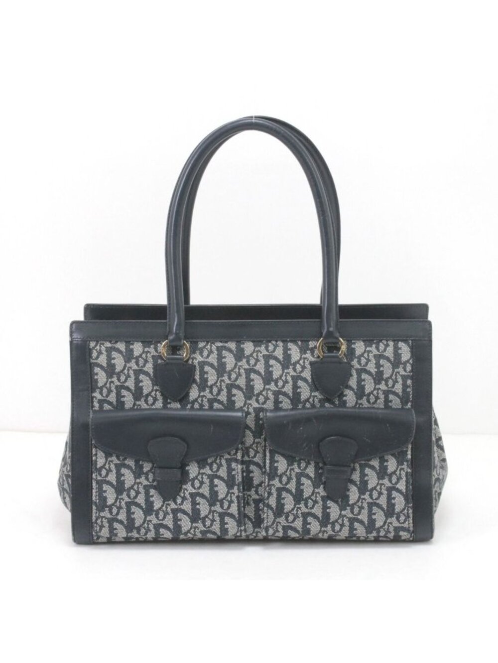 Dior Handbag Trotter Canvas Leather Vintage BO B Navy - Picture 2 of 10